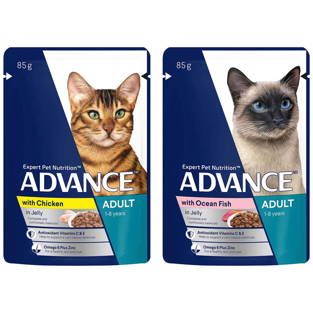 Advance Adult Chicken, Ocean Fish in Jelly Wet Cat Food 12x85g (132611000064) [default_color]