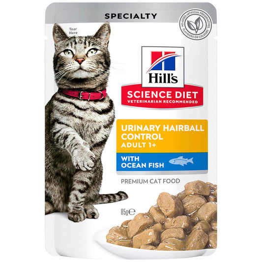 Hill's Science Diet Urinary Hairball Control Adult Ocean Fish Pouches Wet Cat Food 85g (132617000149) [default_color]