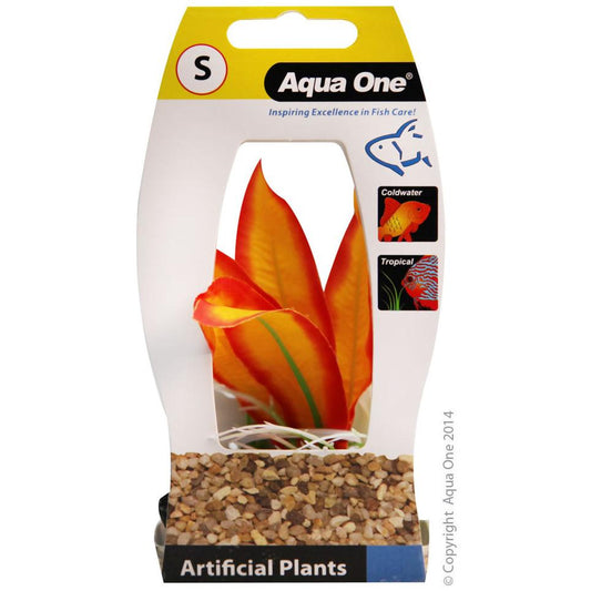 Aqua One Plastic Plant Sword with Log (151616000467) [Orange]