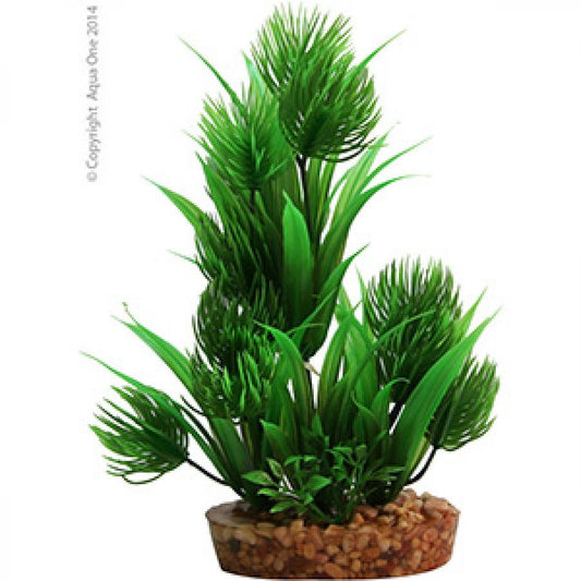 Aqua One Plastic Plant Papyrus with Gravel Base Medium (151616000583) [Green]