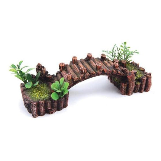 Kazoo Log Bridge with Plants Small Fish Tank Ornament (151617000947) [default_color]