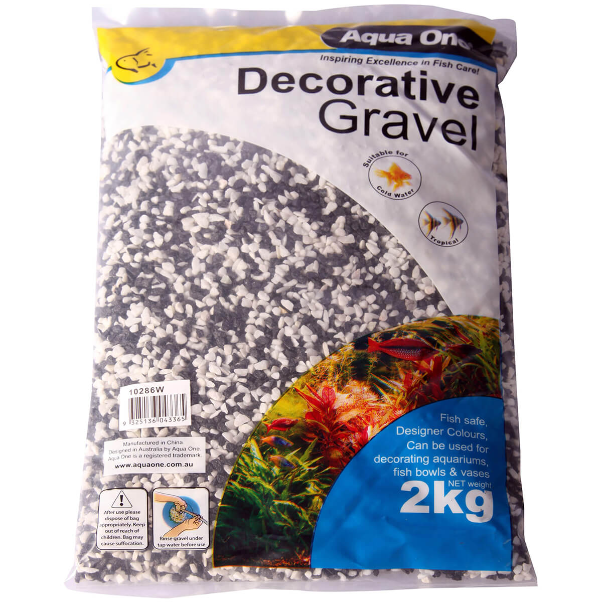 Aqua One Mixed Gravel White and Black 2kg (152312000178) [default_color]