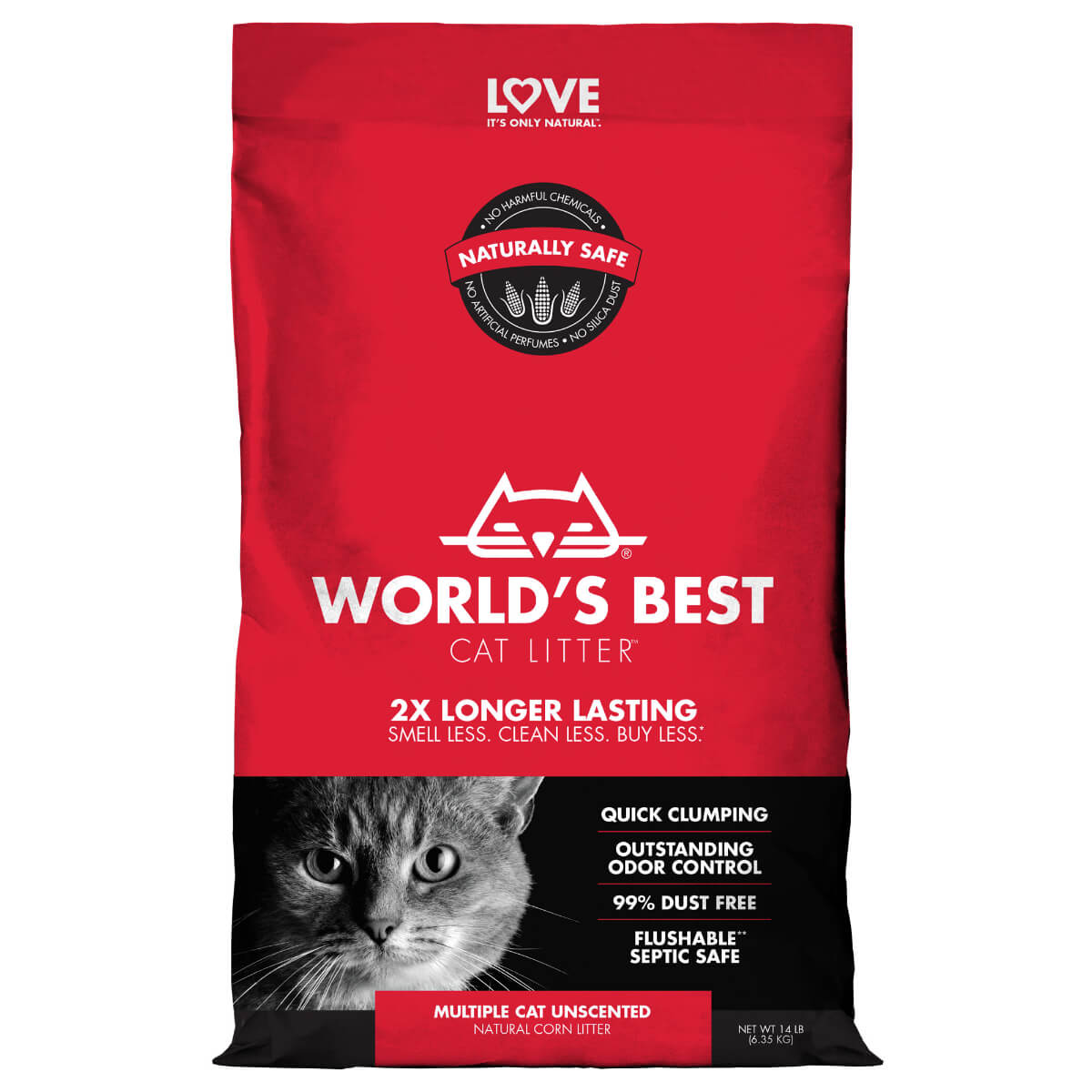 World's Best Multiple Cat Unscented Cat Litter