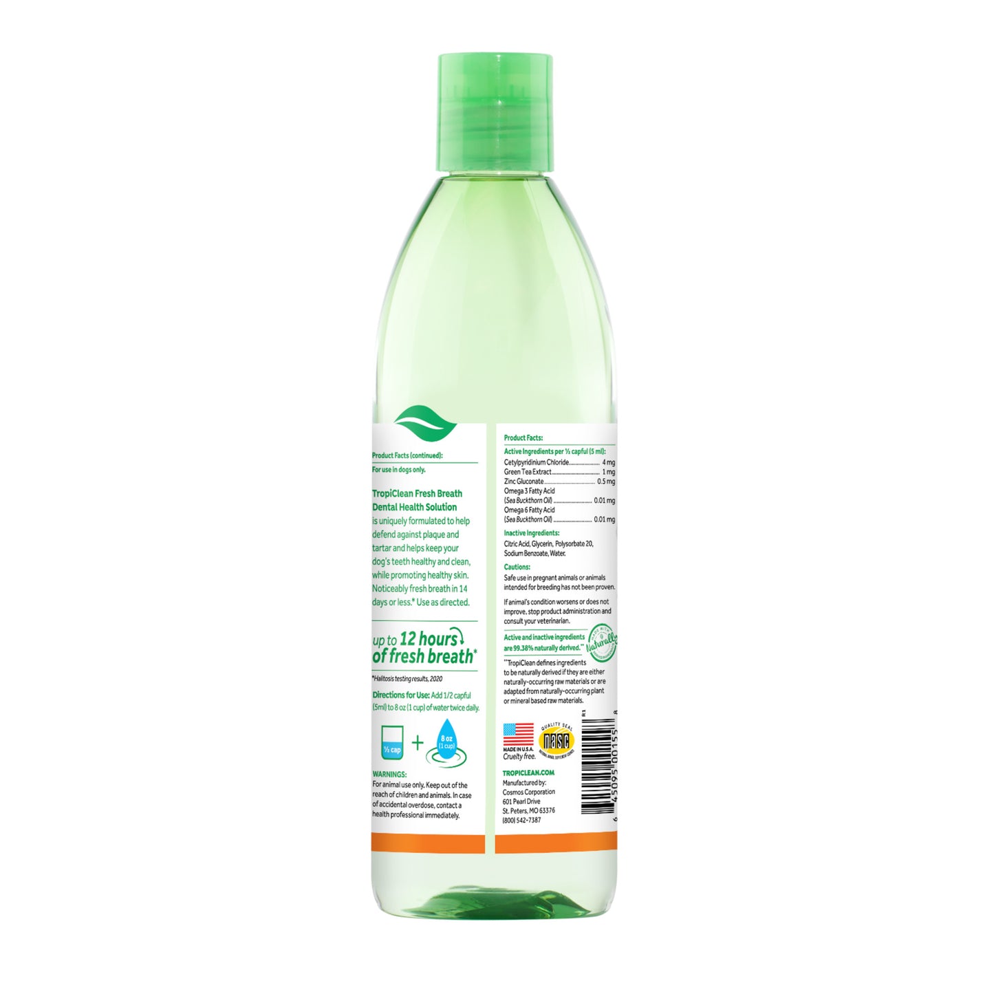 TropiClean Fresh Breath Dental Health Solution Supports Skin Health 473mL