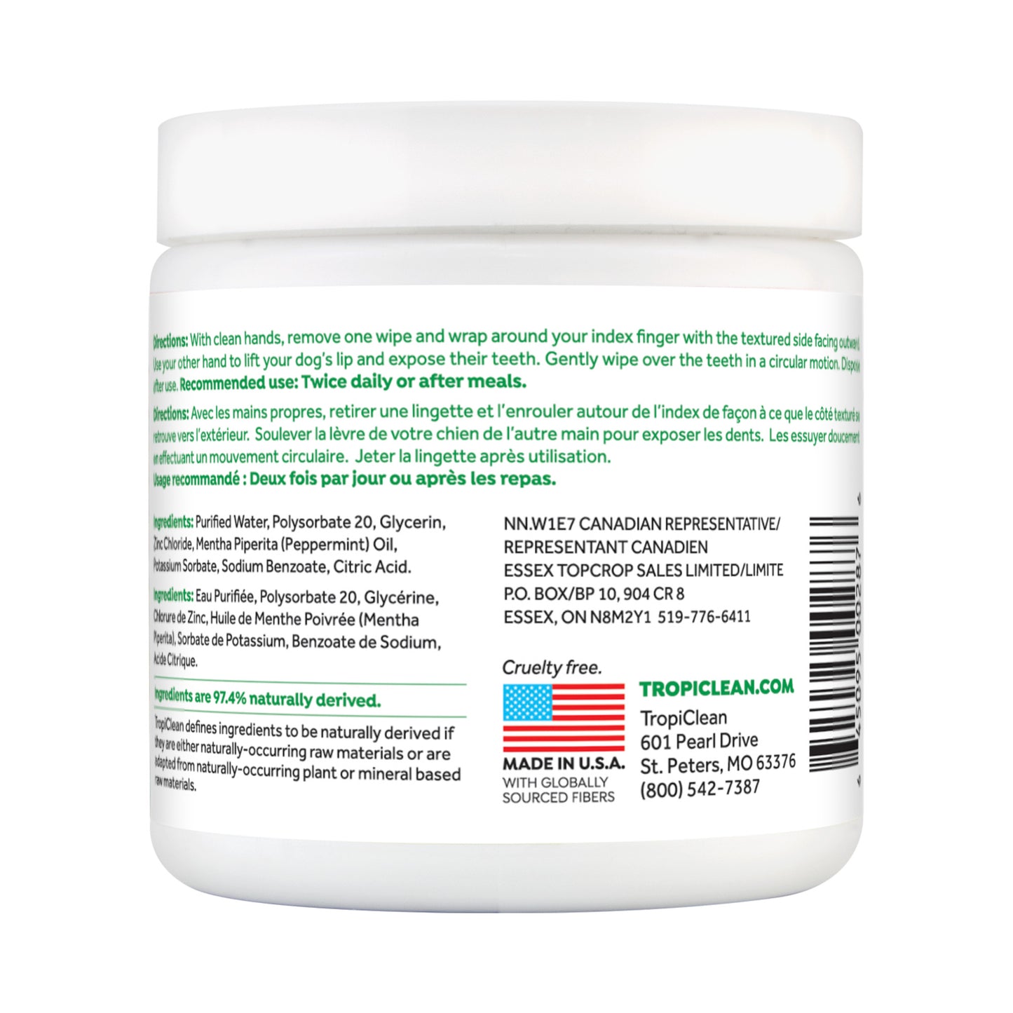 Tropiclean Fresh Breath Dental Wipes 50pk