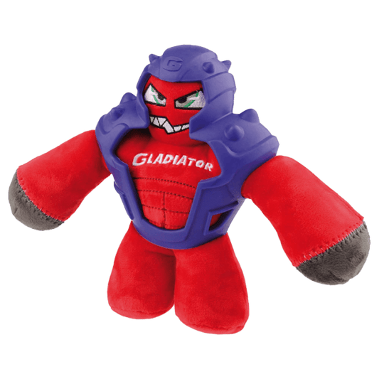 Gigwi Gladiator Plush Tpr Red Dog Toy Medium