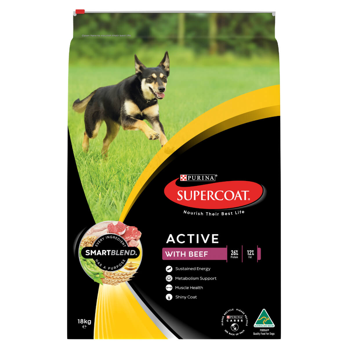 Supercoat Active Adult Beef Dry Dog Food 18kg