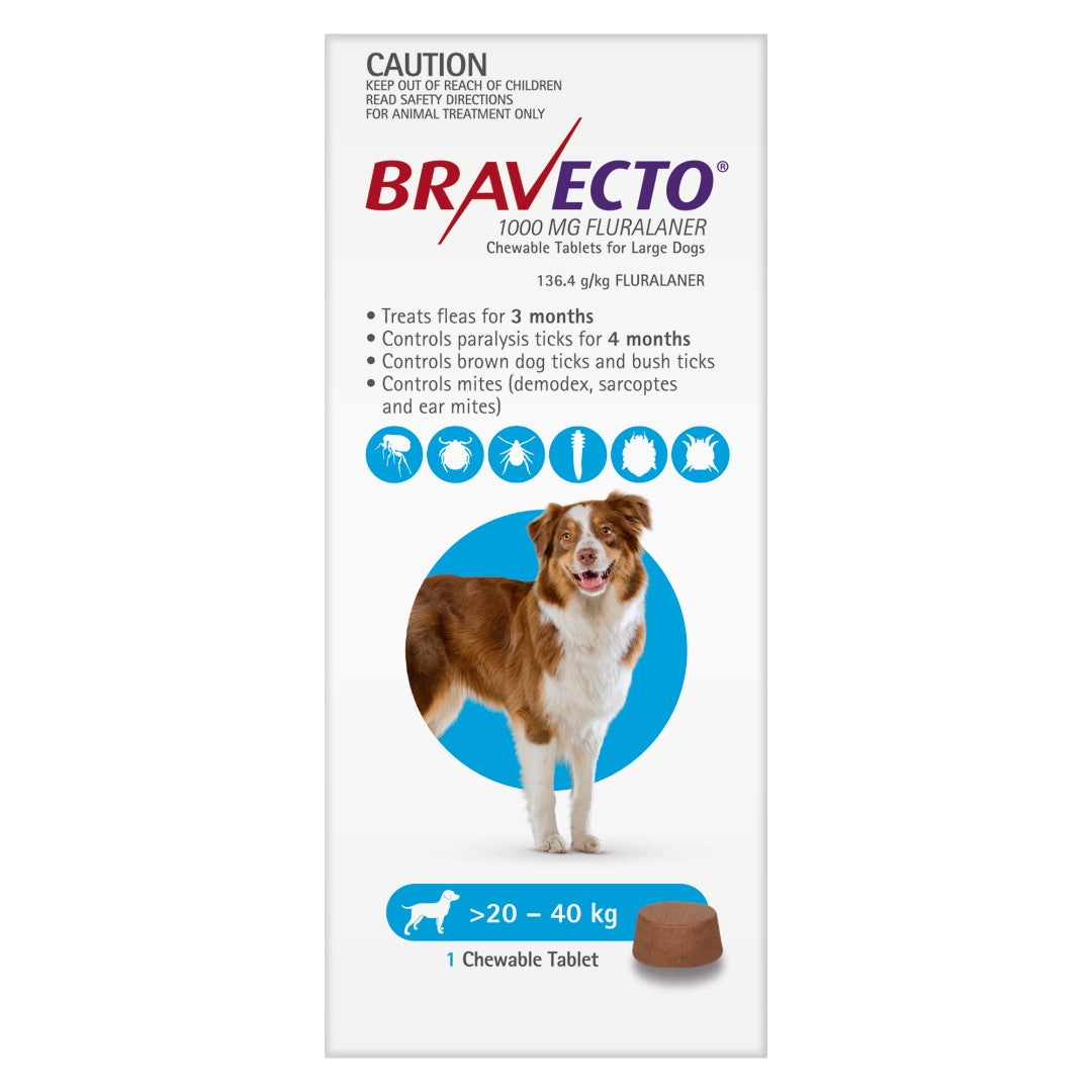 BRAVECTO Flea & Tick Chew Treatment 20-40Kg Dog