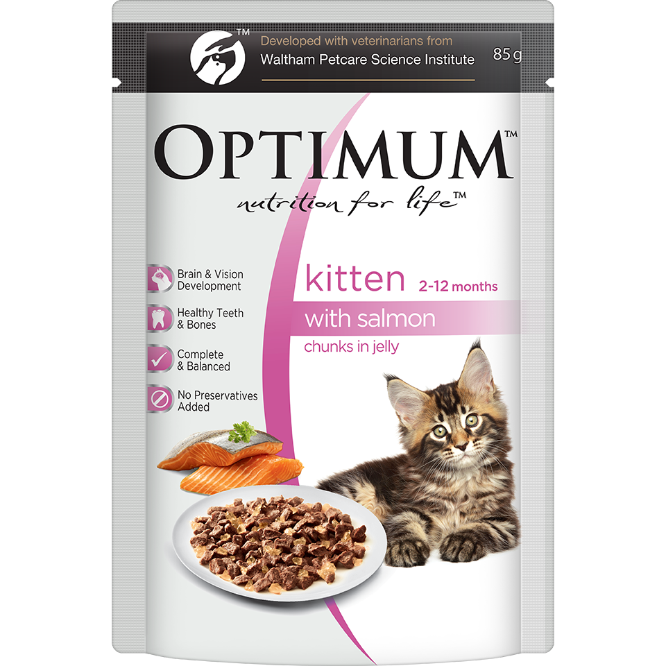 OPTIMUM Kitten Salmon Chunks In Jelly Wet Cat Food 85G