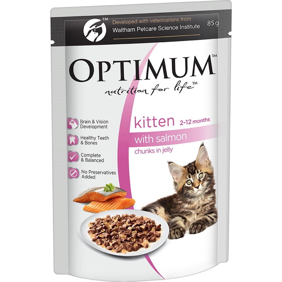 OPTIMUM Kitten Salmon Chunks In Jelly Wet Cat Food 85G