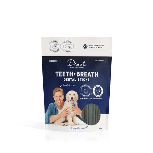 Drool by Dr Chris Brown Bulk Teeth + Breath Sticks Dog Treats 110g