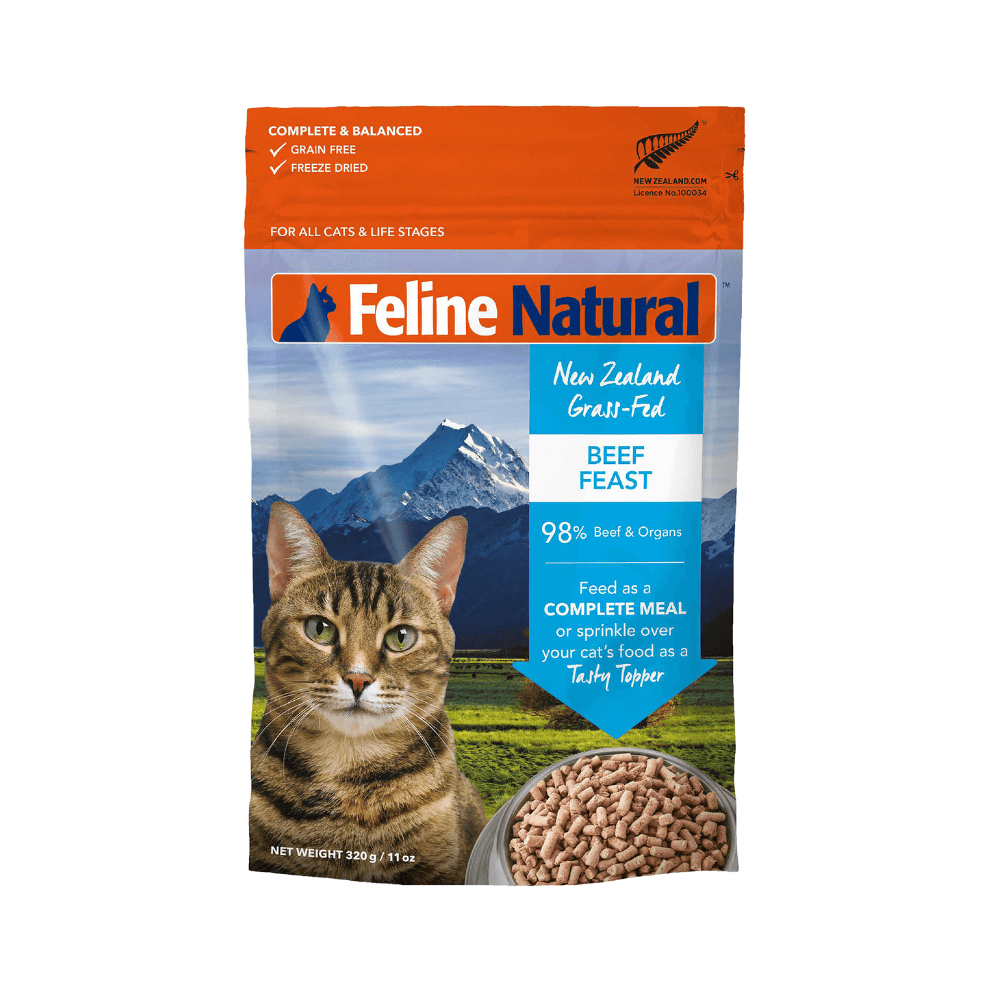 Feline Natural Freeze Dried Beef Feast Dry Cat Food & Topper