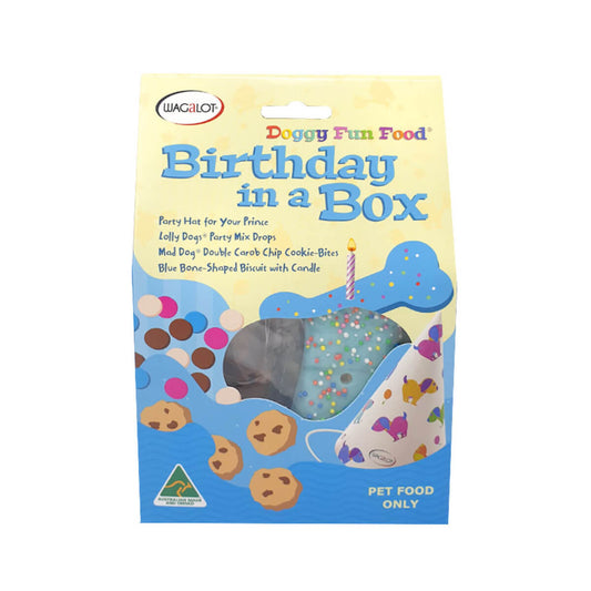 Wagalot Doggy Fun Food Birthday In a Box Dog Treats Blue