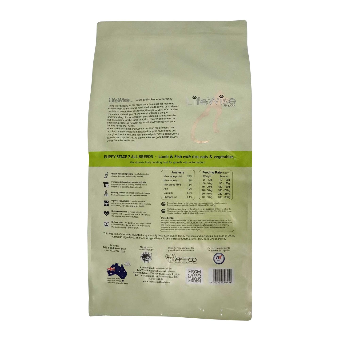 LifeWise Stage 2 Lamb Fish Rice Oats & Vegetables Puppy Dry Dog Food