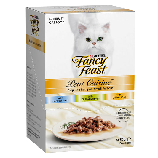 Fancy Feast Adult Petit Cuisine Tuna And Salmon And Cod Grilled Wet Cat Food 6 X 50g