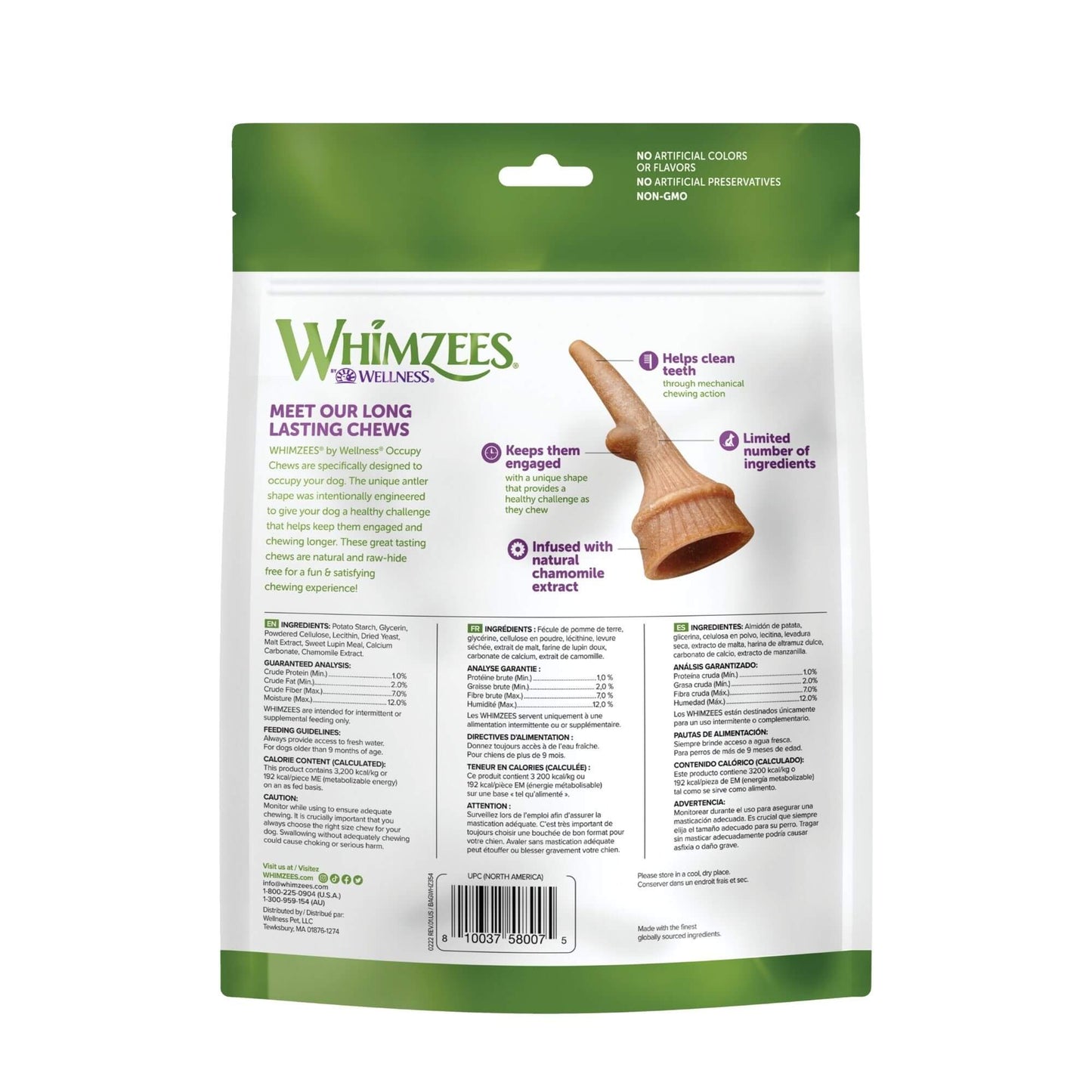 Whimzees Occupy Calmzees Chews Antlers Value Bag Large 6pk