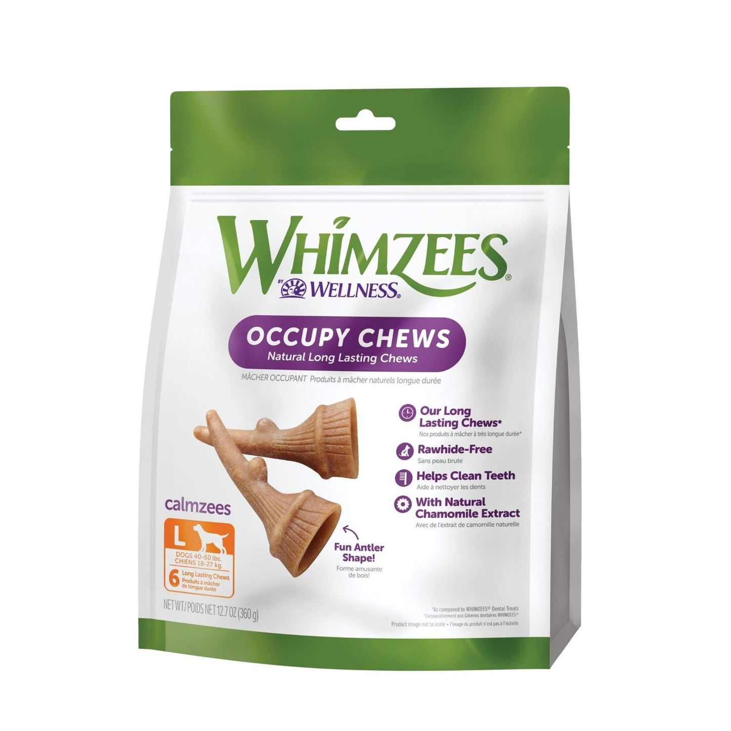 Whimzees Occupy Calmzees Chews Antlers Value Bag Large 6pk