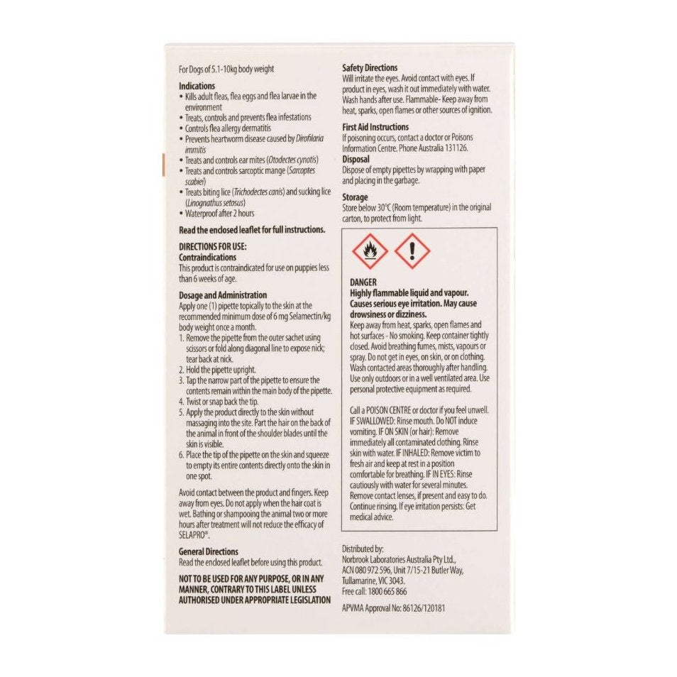 Selapro Flea & Worming Spot On Treatment 5.1-10kg Dog